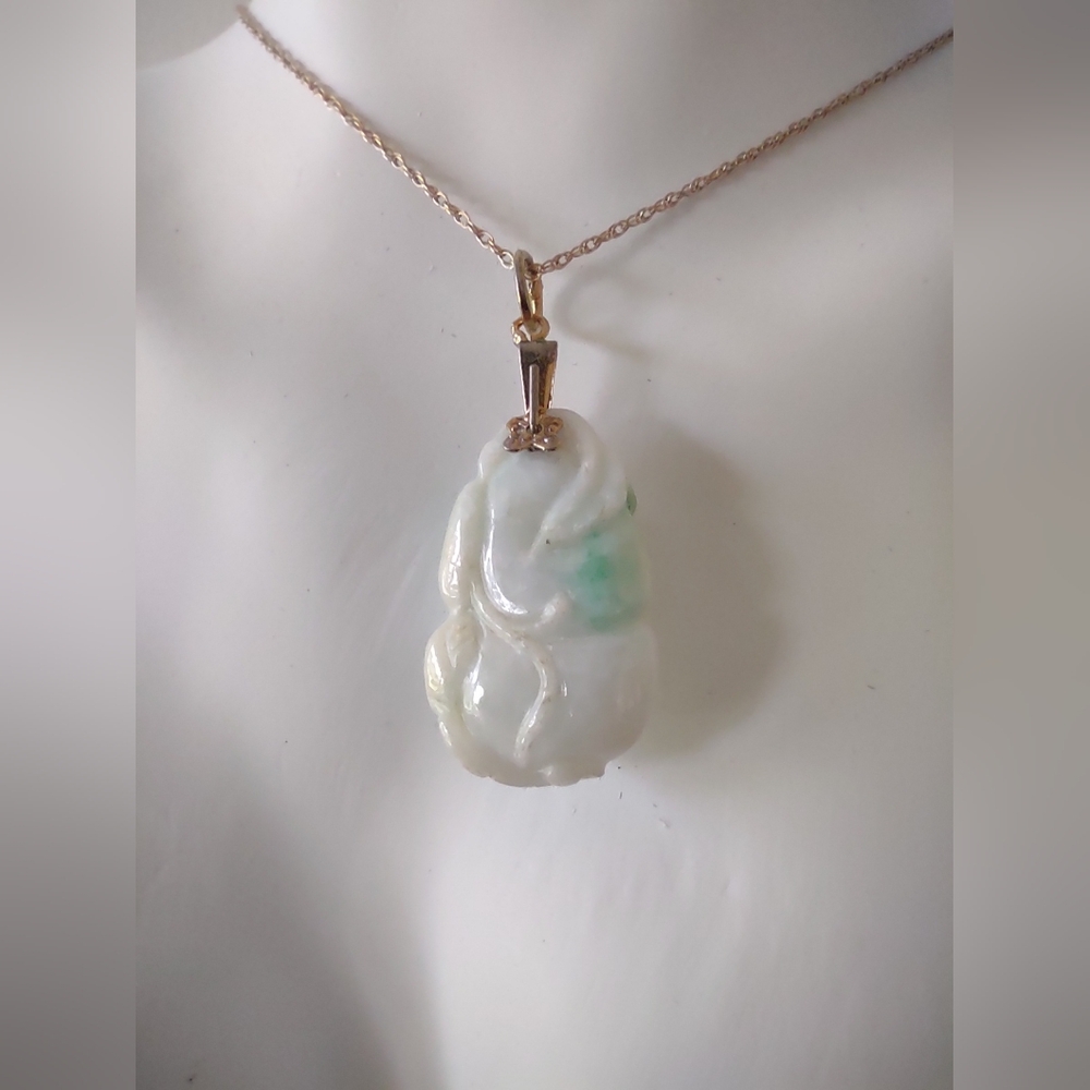 Genuine Carved Jade Pendant Necklace - Picture 3 of 4
